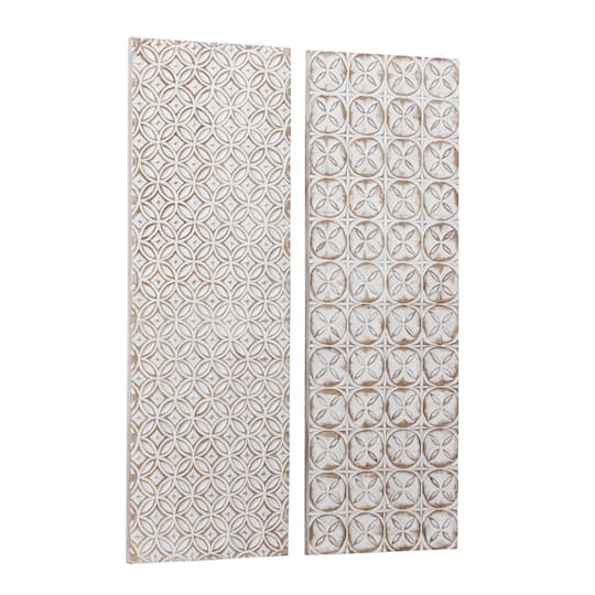 48" White Wood Traditional Abstract Wall Décor Set
